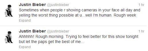 Justin Bieber Paparazzi Tweets