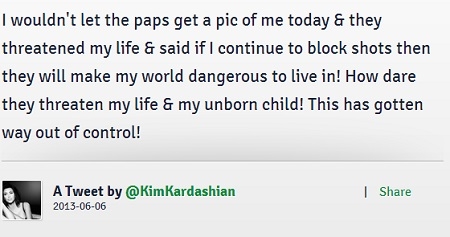 Kim Kardashian - Paparazzi Threat